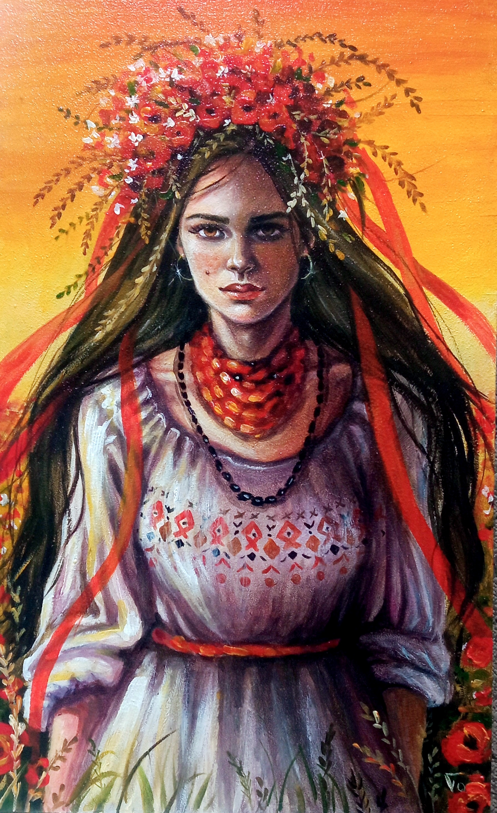 Ukrainian Woman Portrait – Acrylic Painting Ukraine, Original art hand painted handmade paint painting portrait ukraine woman women