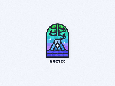 Arctic Badge arctic aurora badge clean crest design environment frozen ice iceberg illustration logo northern lights ocean outdoors sea simple stained glass vector wilderness