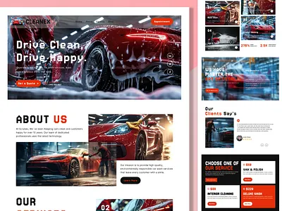 Car Wash Landing page- CLEANEX auto care website business landing page car service uiux car wash app design clean ui design creative web design figma design figma web ui landing page desisgn luxury car wash ui modern website design professional ui design responsive web design service website ui ui ui inspiration ui ux user interface design ux case study website redesign