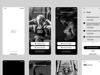Gymdo - Gym workout log app black theme clean ui excercise fitness app gym gym tracker logging app logo minimal app monotonic ui product design productivity simple app uiux white theme workout workout app workout tracker