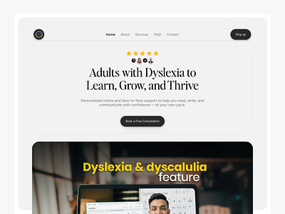 Adults Dyslexia adult dyslexia adultes clean dyscalculia dyslexia educators landing page minimal parents personal website portfolio teacher portfolio website website design