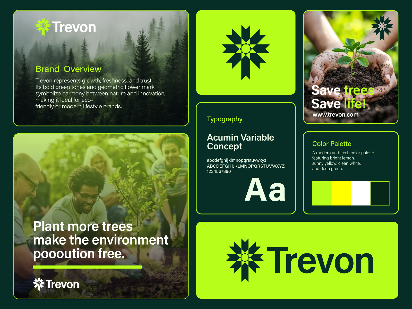 Trevon Eco-Friendly Logo & Branding — Ready-to-Use Sustainable D brandidentity brandingpackage cleandesign ecobranding ecoconsciousdesign ecofriendlylogo ecologo environmentaldesign greenbusiness greeninnovation greenstartup logodesign minimallogo modernbranding naturebrand natureinspired readytouselogo sustainablebrand sustainablelifestyle visualidentity