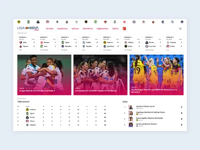Liga MX Femenil Website Redesign Concept design desktop futbol landing league soccer table ui web website