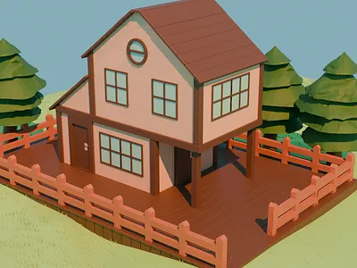 Casa de madeira 3D 3d blender casa game art low poly madeira