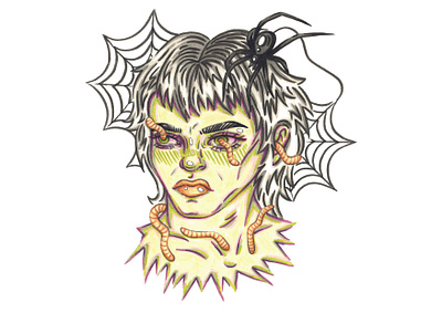 Zombie Portrait art artist artwork character creepy design designer drawing eerie emilieharmonyart face horror illustration illustrator portrait spider undead zombie