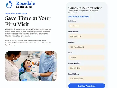 Dental Clinic Website Design Form Page Design branding design graphic design ui web design website website design