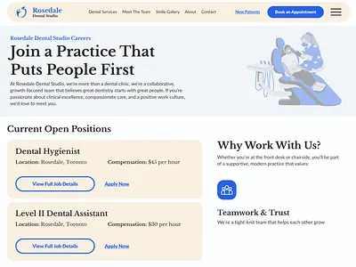 Dental Clinic Website Design Career Page Design branding design graphic design ui web design website website design
