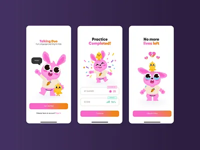 Talking Duo Progress & Reward Screens app branding character design design graphic design illustration logo ui vector