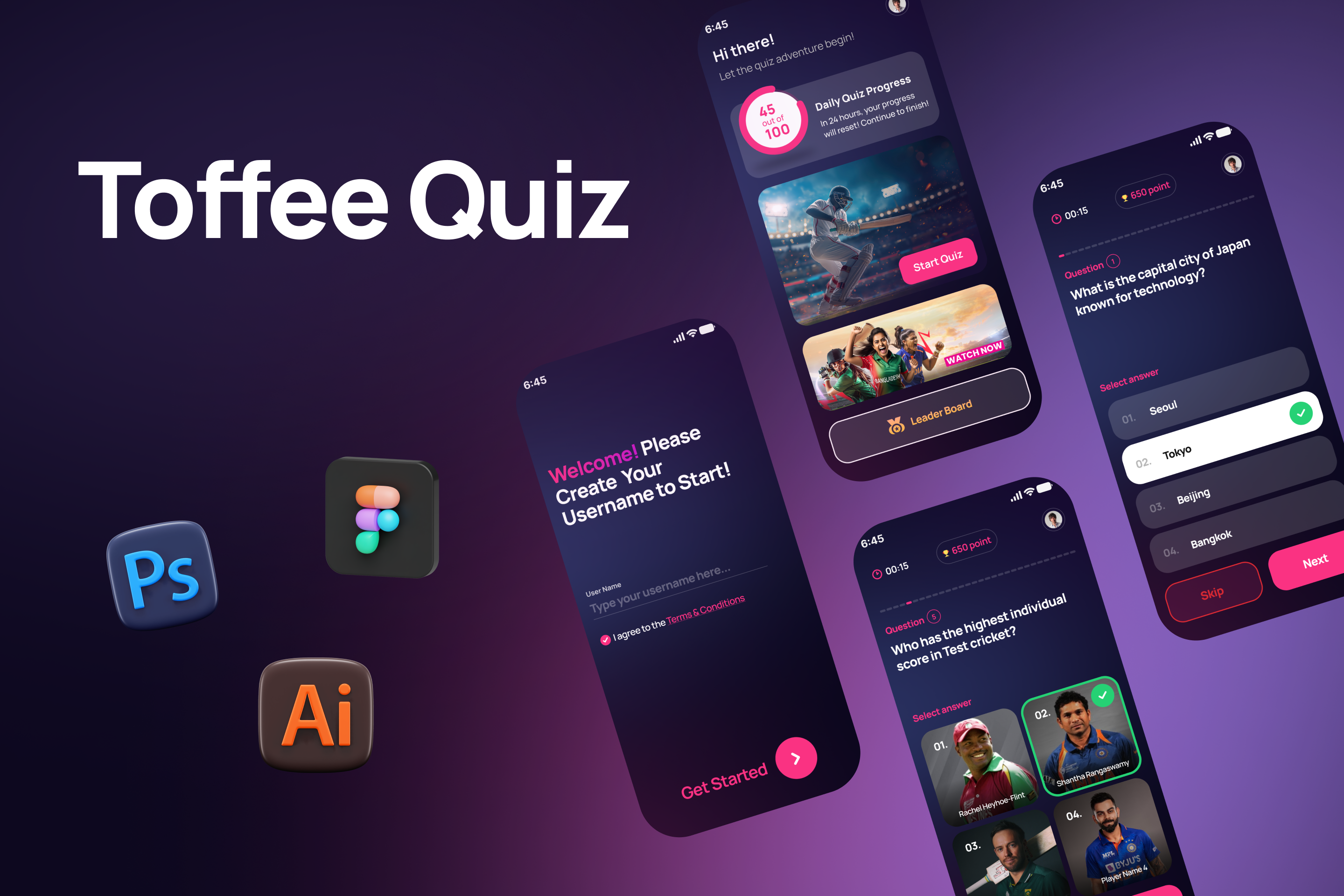 Toffee Quiz System UI branding graphic design quiz toffee ui