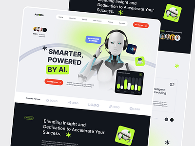 Aivora- Business AI Assistant Agency Website 3d ai ai landing page ai product ai voice ai web design ai website branding figma framer generative generative ai graphic design landing page landing page design landing ui ui web design web development webflow