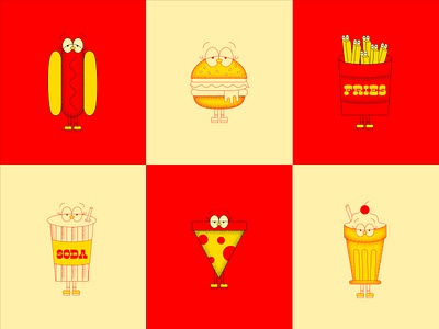 Junk burger fries hamburger hot dog illustration pizza shake soda