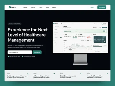 HealWell – Modern Healthcare Management (Home Page) 3d animation branding design figma graphic design illustration logo motion graphics typography ui ux vector