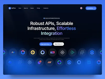 ApiFlow — Feature Page 3d animation branding design figma graphic design illustration logo motion graphics typography ui ux vector