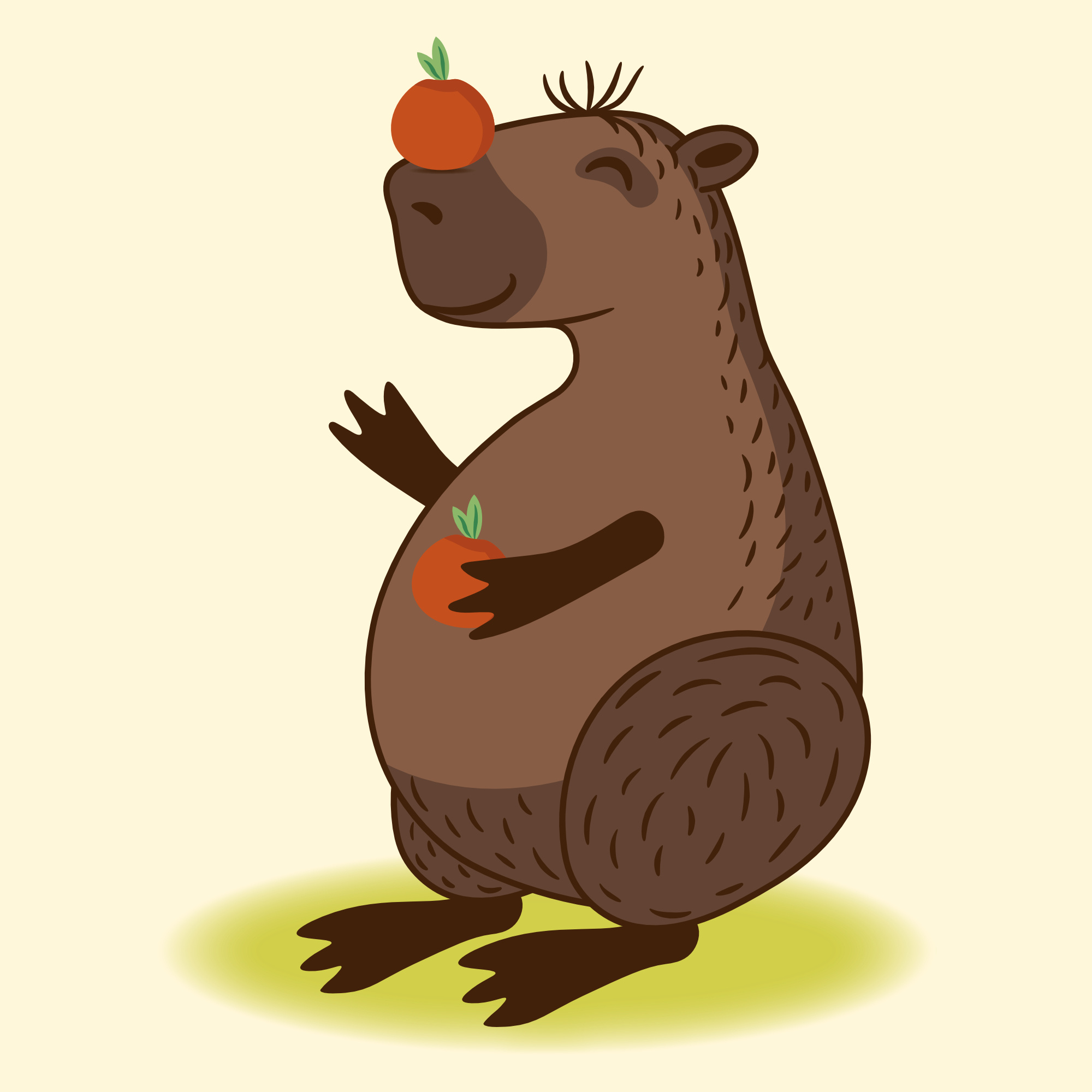 Cute Capybara vector illustration, character design 2d adobe illustrator affinity designer branding capybara cartoon character cartoonish character character design clipart cute character cute illustration freelance illustrator illustration mandarin pattern design vector vector art vector for animation vector illustration