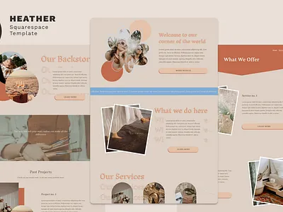 Heather - Retro Boho 70's Squarespace Template blogger boho branding indie landing page retro ui web design