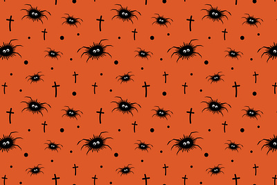 Spooky Halloween Spider Seamless Pattern 2d adobe illustrator crosses funny vector halloween art horror illustration kids kids pattern orange textile pattern vector vector art vector pattern