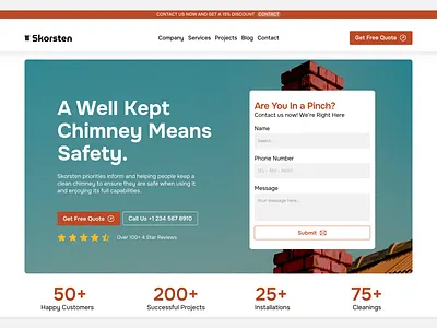 Skorsten - Chimney Care Home Service chimney cms figma framer graphic design home service home service website homeservice landing page modern multipage ui uidesign uiuxdesign ux uxdesign web web design web designer website