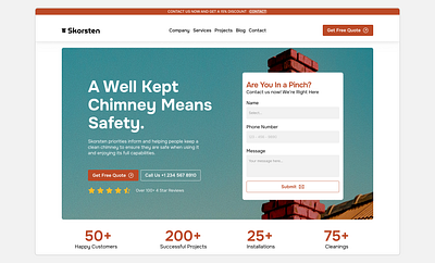 Skorsten - Chimney Care Home Service chimney cms figma framer graphic design home service home service website homeservice landing page modern multipage ui uidesign uiuxdesign ux uxdesign web web design web designer website