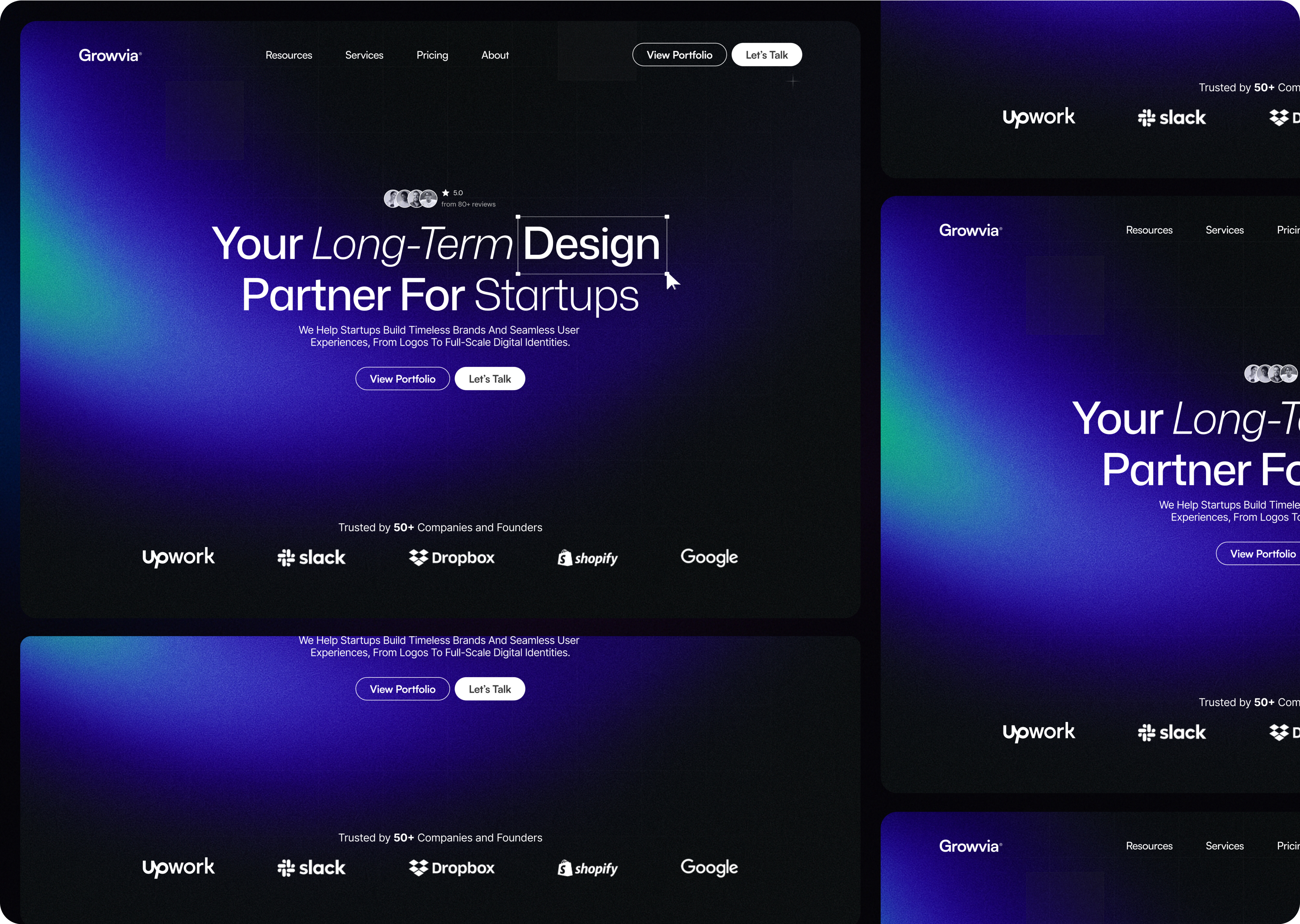 Growvia - Design Agency Landing Page design agency landing page design agency website design figma website landing page modern landing page website design