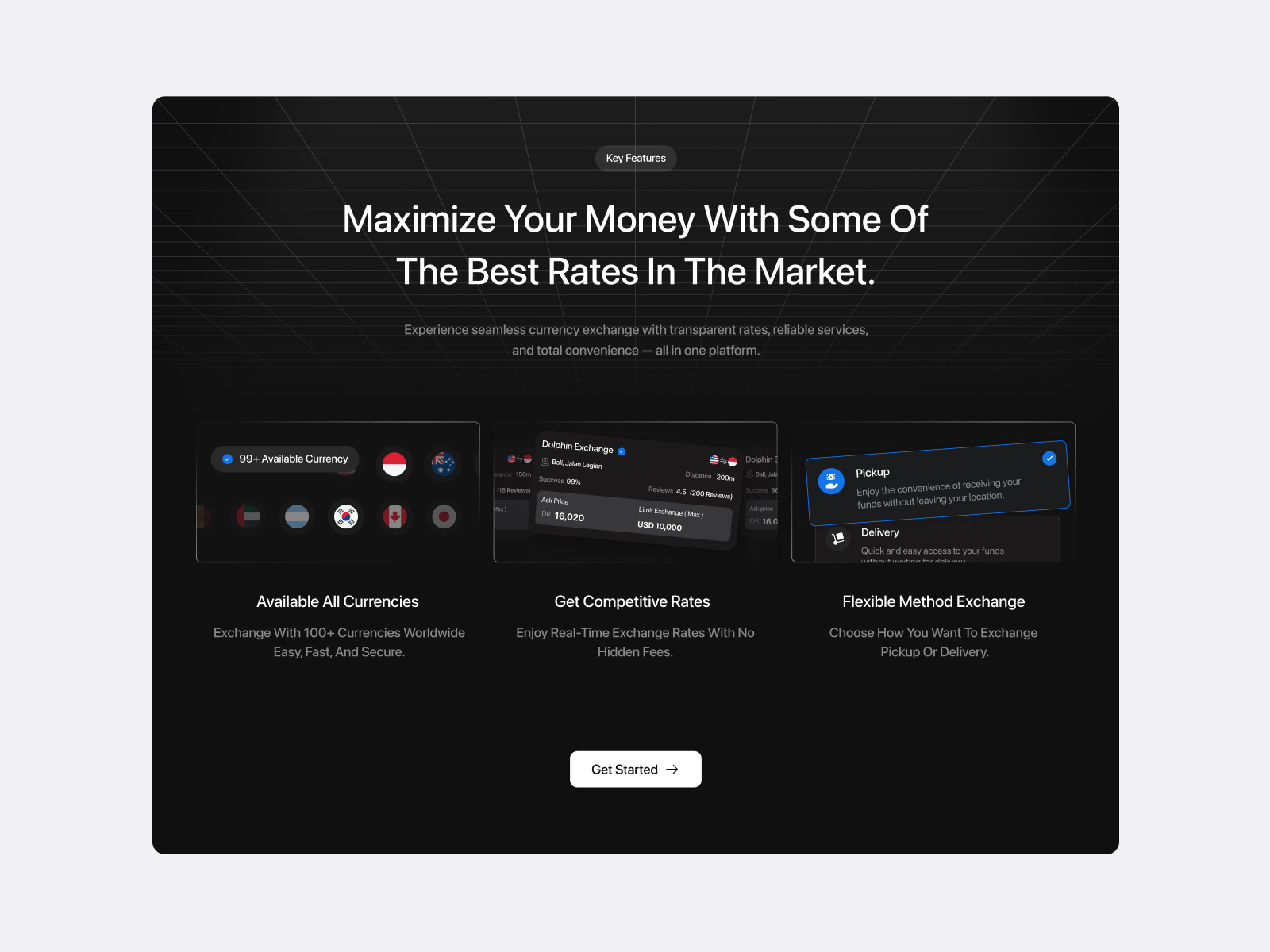 Key Features Section - Exchange App bento box card design graphic design how it works key feature key features key features section landing page pricing section section ui ui ui section uix ux web web design