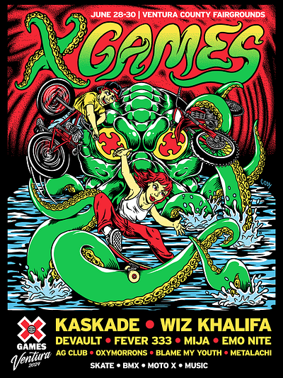X GAMES - VENTURA 2024 | CONCERT POSTER art direction graphic design illustration typography