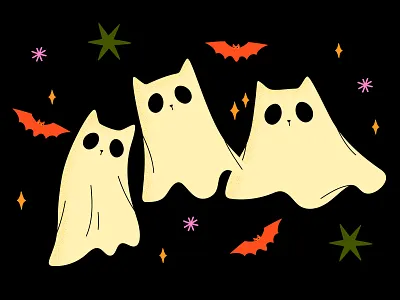 Unsplash | Halloween illustration artwork bat cats colorful cute digital illustration ghosts graphic design halloween illustration illustrator spooky vector vector art vector illustration