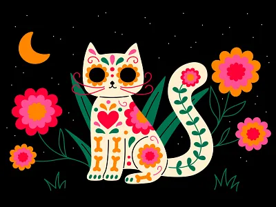 Unsplash | Día de muertos artwork cat catrina colorful dia de muertos digital illustration flowers graphic design illustration illustrator mexican illustrator mexican tradition vector