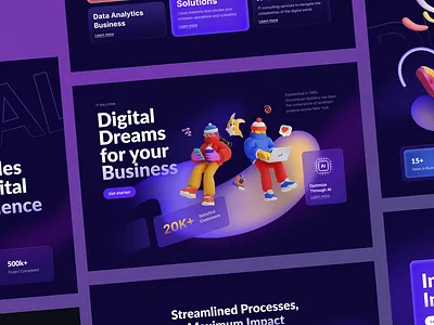 IT Solution Agency Company Landing Page agency creative creative agency creative agency website dark mode digital marketing graphic design interface landing page landing page design product service startup ui ux web
