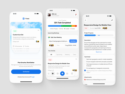 T-Desk - Task Management Mobile Version clean design detail project management minimalist mobile app mobile application notion onboarding productivity project management saas task app task list task management task management app task manager todo ui work list