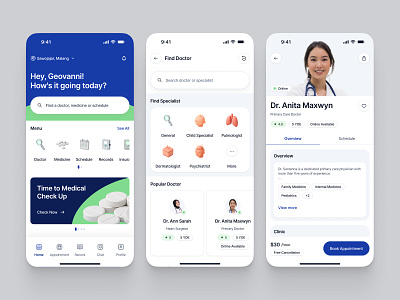 Pacino – Telemedicine App app design appointment booking clean ui doctor appointment health app health tech healthcare app medical app medical ui minimal design mobile mobile app online consultation patient care telemedicine ui ui design ux design