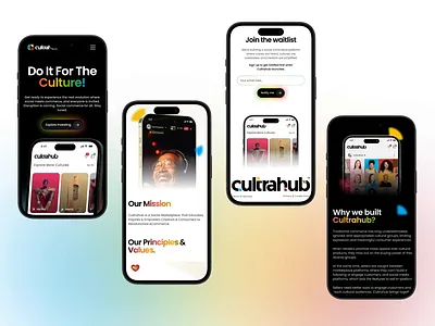 Cultrahub - Responsive Page Website animation branding clean culture ecommerce gradient graphic design interaction design landing page mobile design mobile website motion graphics responsive responsive layout ui ux web web design website website design