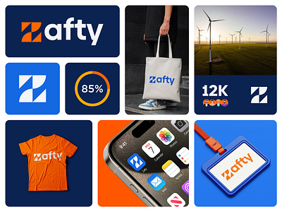 Zafty - Renewable Solar Energy Logo & Brand Identity Design brand guidelines brand identity branding business logo electricity logo icon ios application letter z logo logo design minimal logo modern logo renewable energy solar company solar energy solar logo solar panel solar panel company sustainable energy thunder logo