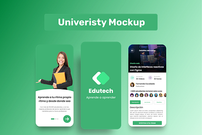 University Mockup app courses education mobile ui university