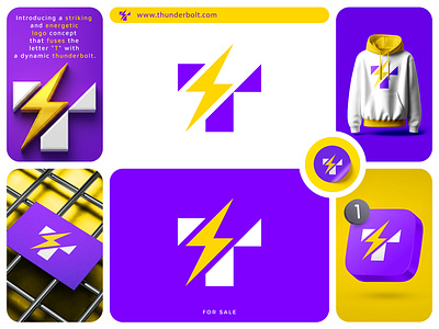 T + Thunderbolt - Bold Modern Logo Design bolt logo branding energy logo geometric logo icon innovation logo lightening bolt logo logodesign minimal logo modern logo power logo print speed logo sports logo t tech logo thunder logo thunderbolt logo tlogo