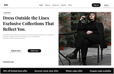 Elegant Fashion landing page branding design graphic design ui ux