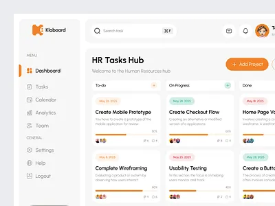 Task Management Dashboard app cards clean clean dashboard clean design dashboard dashboard task management design fireart menu product design project dashboard project management saas task task management ui user interfaces ux