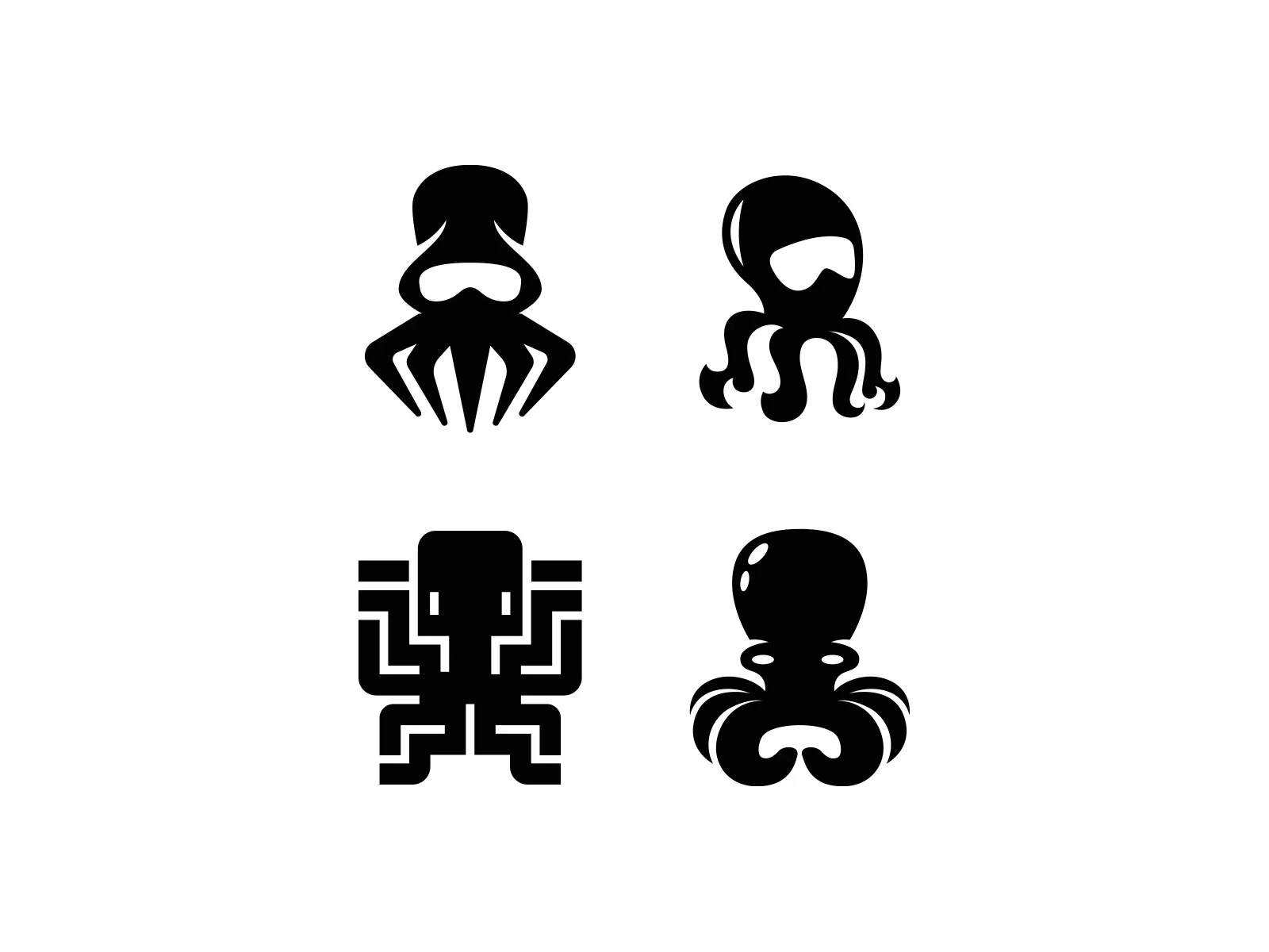 Logos with octopuses brand branding design elegant graphic design logo logo design logo designer logodesign logodesigner logotype minimalism minimalistic modern negative space octopus saas tech web3