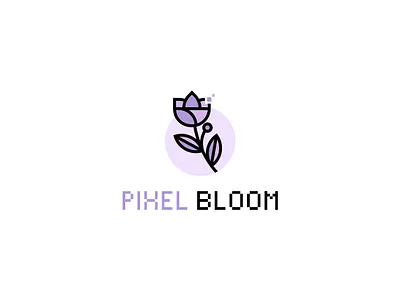 PIXEL BLOOM:Minimalist Flower & Pixelated Typography Logo Design brand identity branding design design logo flat graphic design icon illustration logo logo design logos logotype minimal minimalist modern pixel pixeleted ui unique