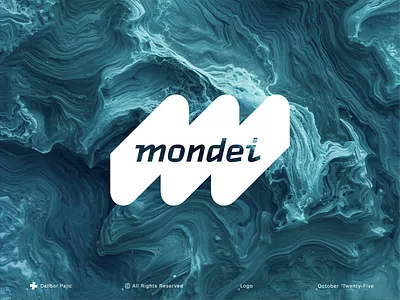 mondei letter m logotype branding clean geography geometry graphic design growth icon liquid logo mark minimal modern ocean pulse sea simple symbol water wave word