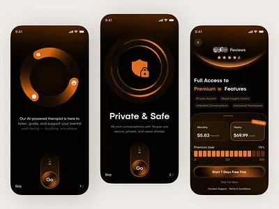 Calm Mind - AI Mental Health & Therapy App UI ai chatbot ai design ai therapy daily wellness digital therapy figma ui kit healing journey health health tech ios mental health mental health app mindful healing minimal minimal ui mobile app mood app mood tracker therapy app
