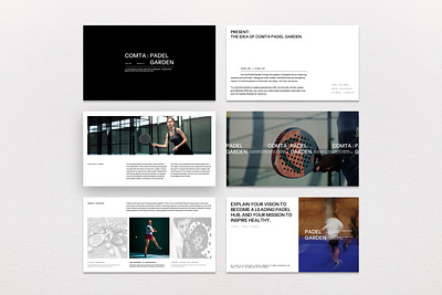 Comta - Padel Garden Presentation activity business club community design elegant graphic design lifestyle minimal modern outdoor padel pitch deck powerpoint presentation sport template
