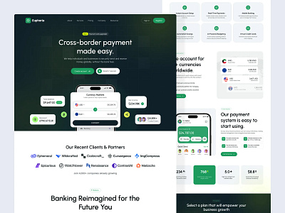 Finance Website Design bank banking website crypto app digital banking finance finance design fintech ui mobile wallet modern fintech payment solution responsive web design saas landing page saas website ui web design website