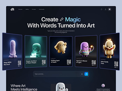 🔮 Artify - where imagination meets AI magic ✨ 3d ai ai tools bet chatbot crypto dapp darkui futuristic ui gamefi igaming landing page logo marketing design marketplace mascot mobile app nft tech web3