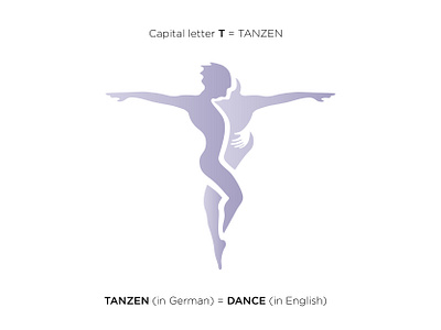 T=TANZEN=DANCE brand capital letter dance dancing hidden human icon identity logo man motion graphics negativespace people t t character