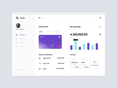 Daily UI | Circle bank app banking credit card dailyui dashboard dashboard ui finance app hire me minimal product design ui uiux ux