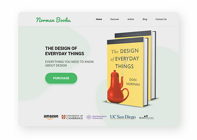 Landing page for "Norman Books" book design landing page ui ux website