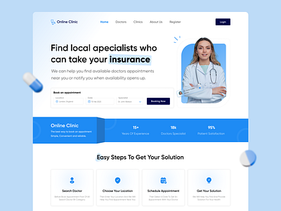 Online Clinic Landing page appointment clinic design doctor figma finddoctor health hospital landingpage medicalapp onlineclinic ui ux ux figma webapp