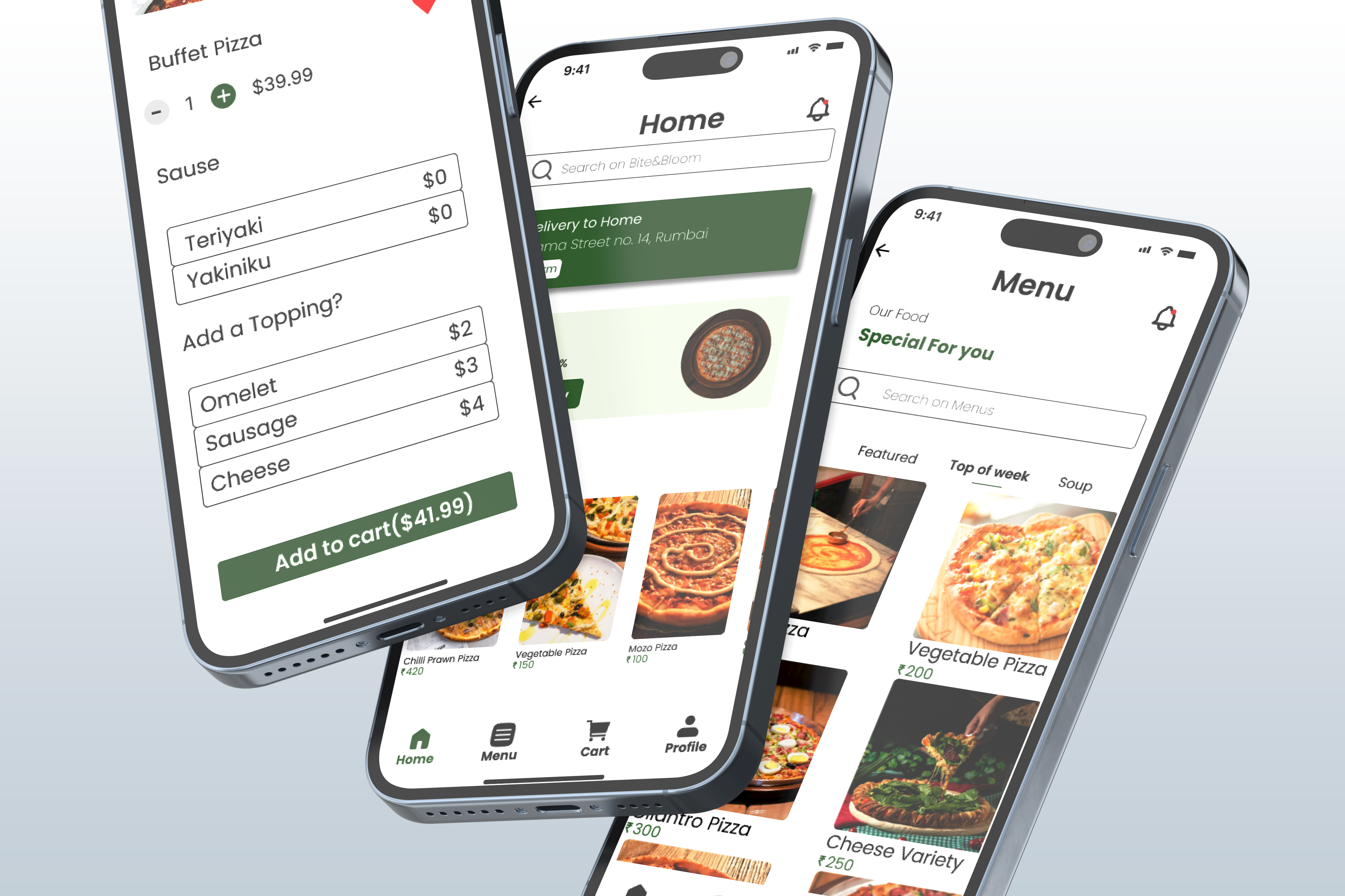 Bite & bloom appdesign figma foodapp mobileapp uiux design