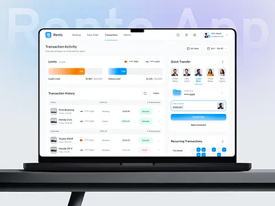 Car Rental Dashboard - Transaction Screen admin panel booking app car rental dashboard clean ui dark mode dashboard dashboard design dashboard ui data visualization figma financial dashboard modern ui saas transaction dashboard transaction history transaction screen transactions uiux design web app