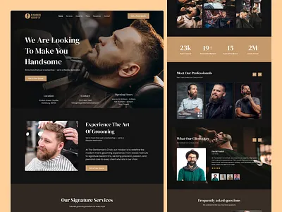 Barber Shop Landing Page Design barber shop barber ui barber website barbershop ux clean design creative design grooming websit hair cut hair salon hair salon ui hair salon ui design landing page design modern design modern landing page salon landing page salon website template design ui design ux design web design